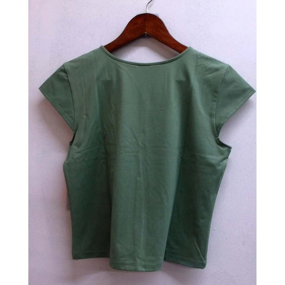 Justice Girls Green Square Neck Cap Sleeve T Shirt Top‎ NWT XL (16/18) #26100